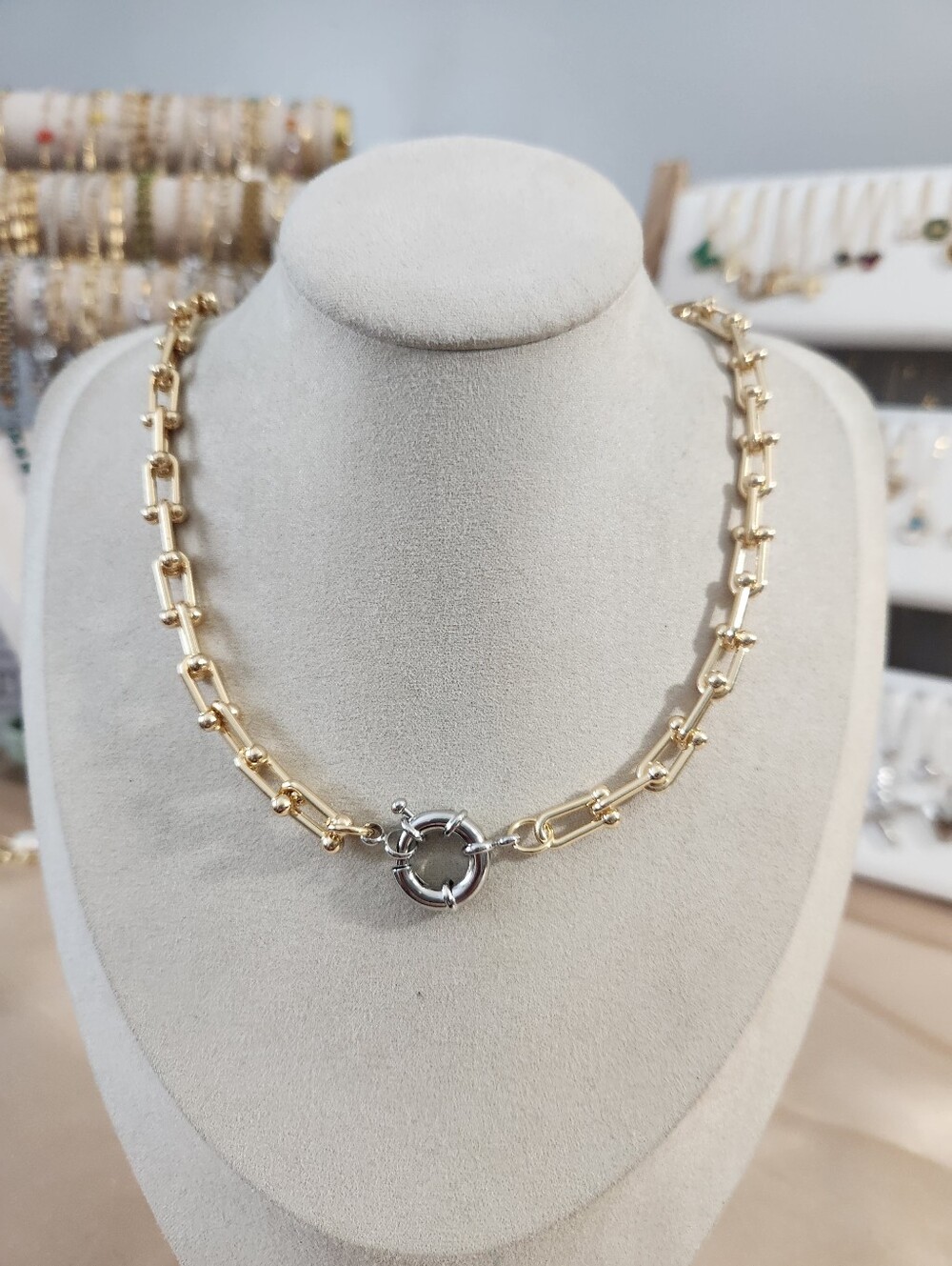 Two Tone Sailor Clasp Necklace